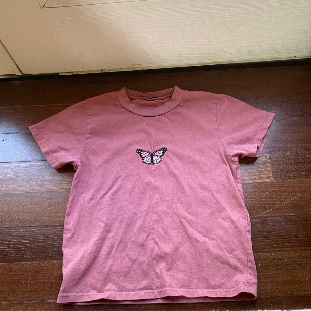 Brandy Melville | Rustic Pink Butterfly Shirt